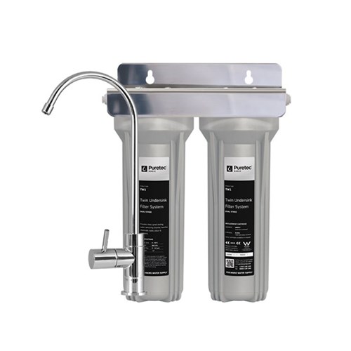 Puretec TW1 Twin Undersink Water Filter System w/ Pressure Limit Valve
